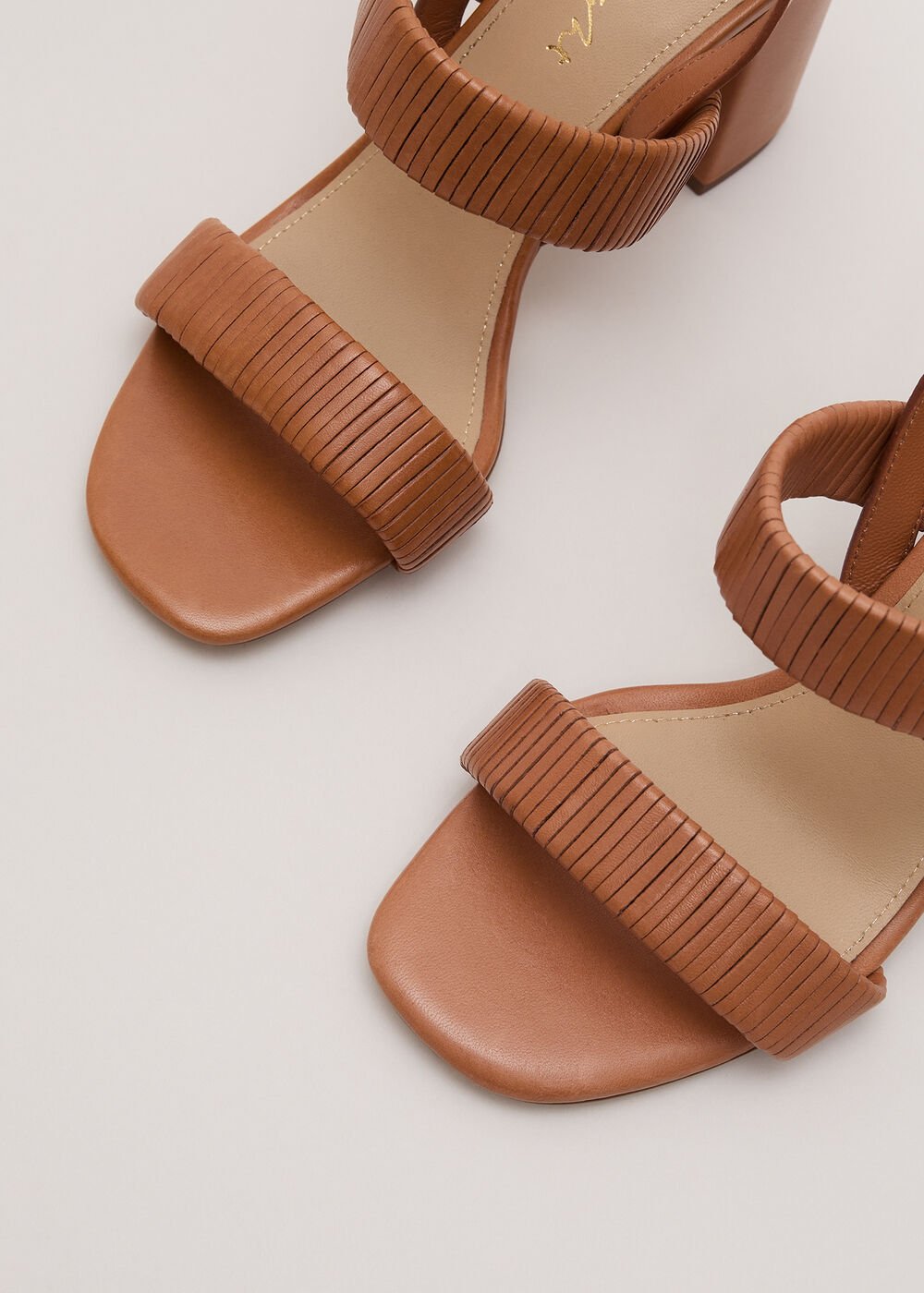 Leather Block Sandal Tan