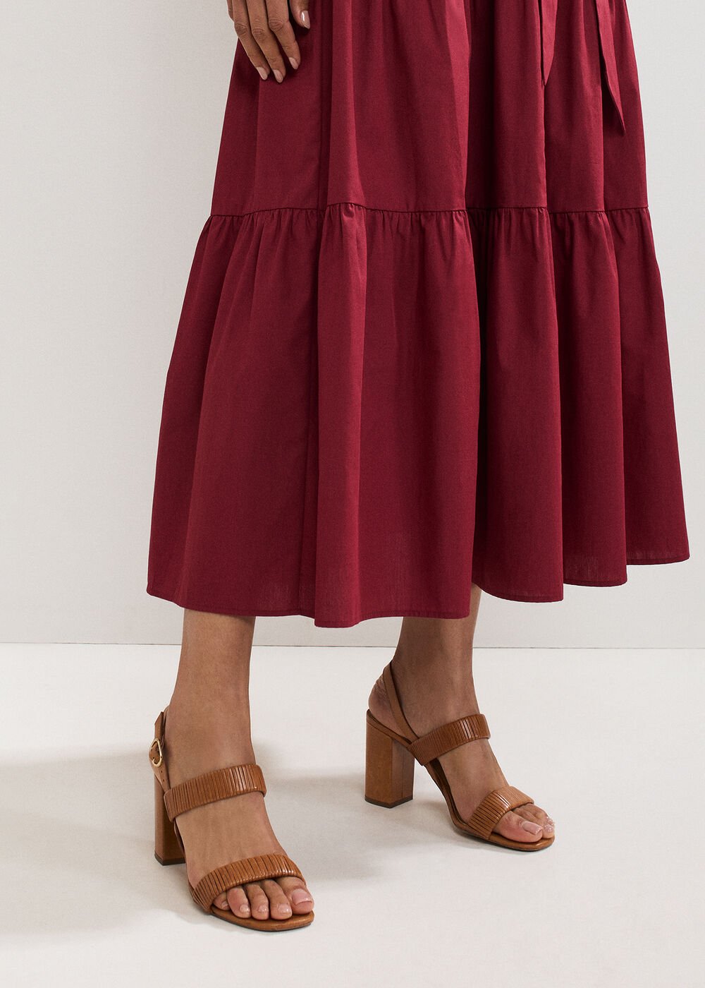 Leather Block Sandal Tan