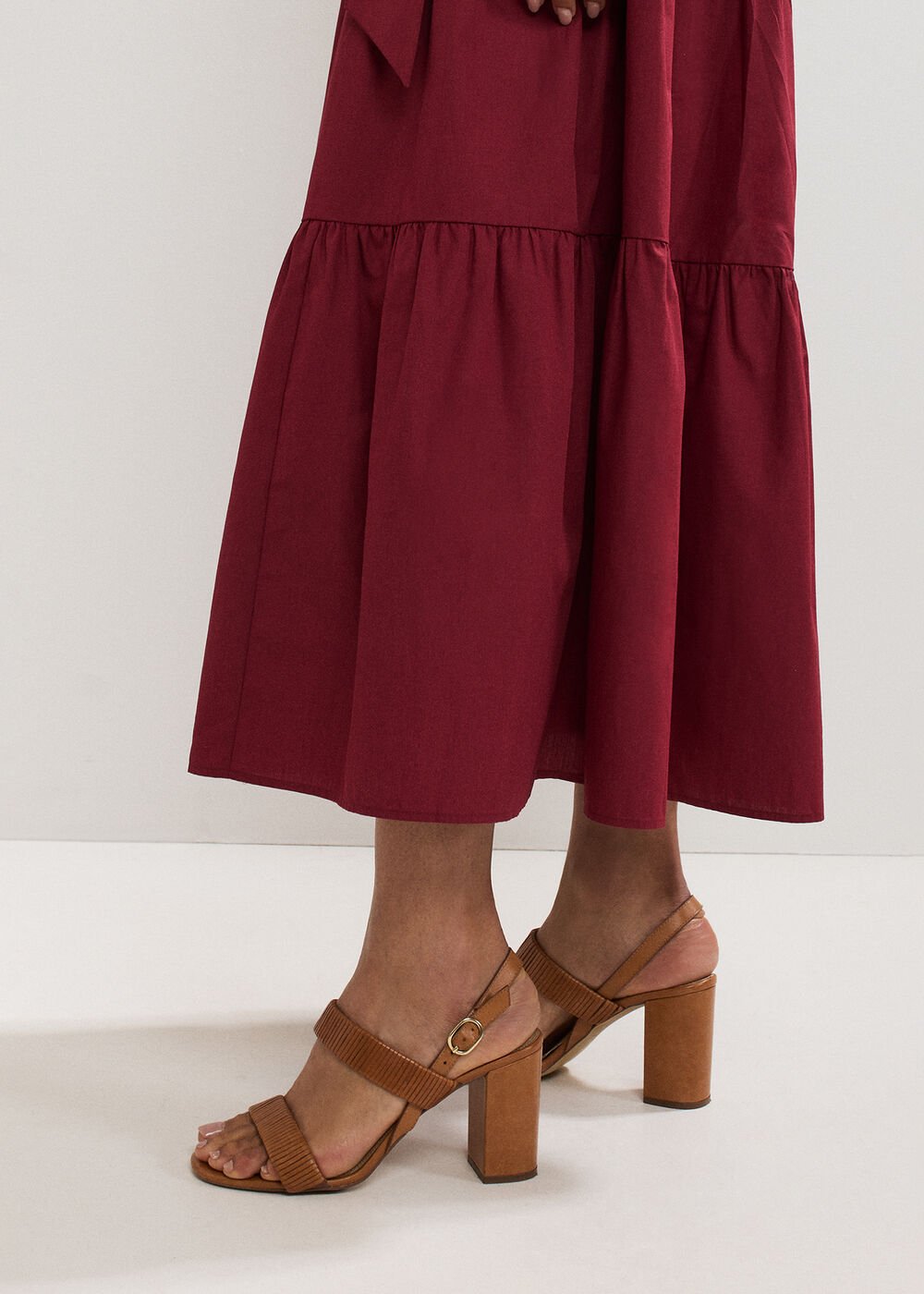 Leather Block Sandal Tan