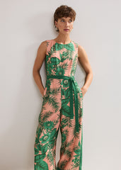 Cyra Palm Jumpsuit Coral