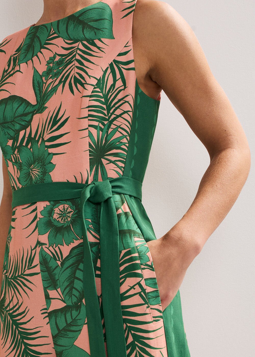Cyra Palm Jumpsuit Coral
