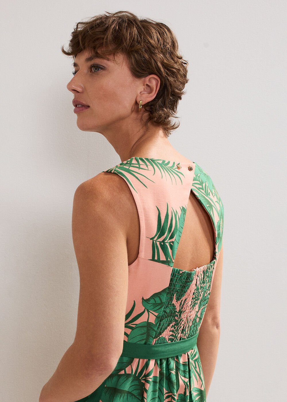 Cyra Palm Jumpsuit Coral