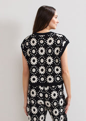 Maggie Crochet Waistcoat Black/Ivory