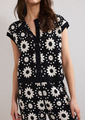 Maggie Crochet Waistcoat Black/Ivory