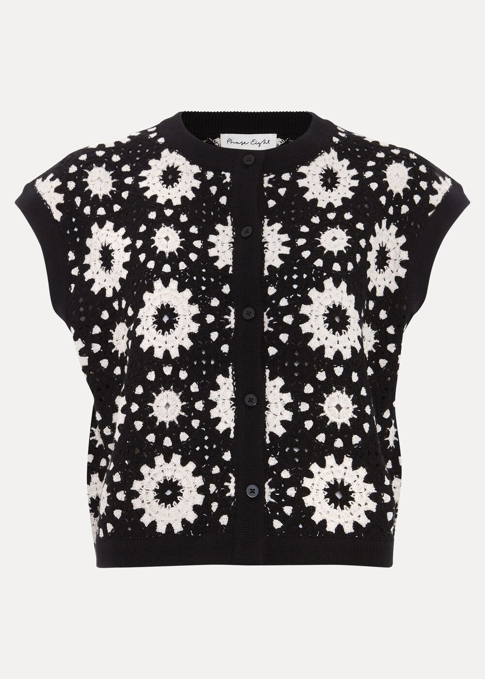 Maggie Crochet Waistcoat Black/Ivory
