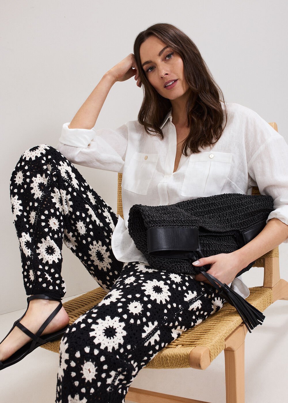 Maggie Crochet Trousers Black/Ivory