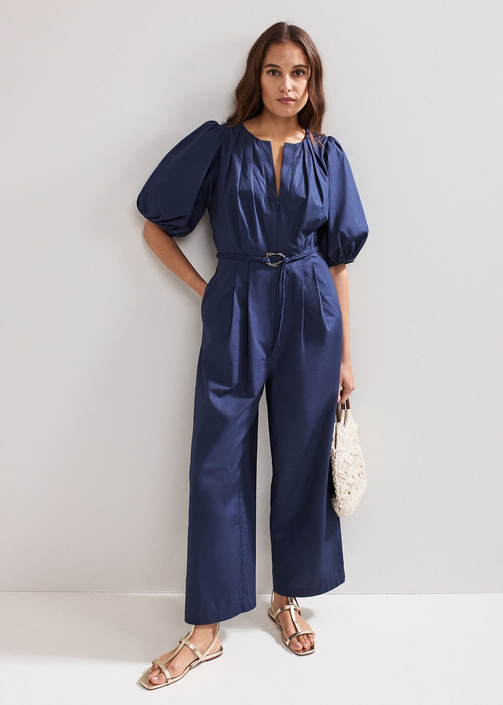 Joni Belted Jumpsuit Navy