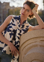 Junie Floral Blouse Navy/Ivory