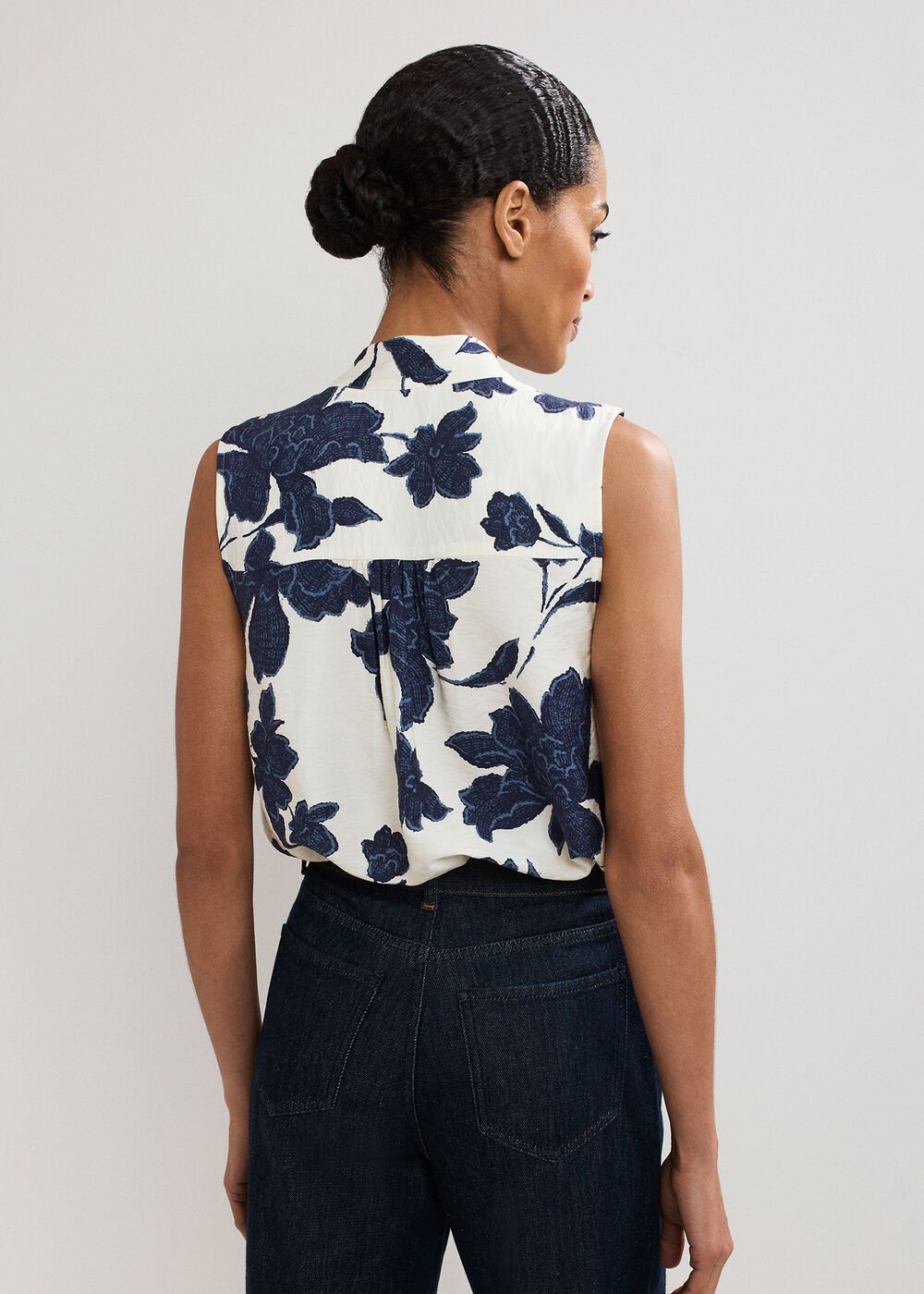 Junie Floral Blouse Navy/Ivory
