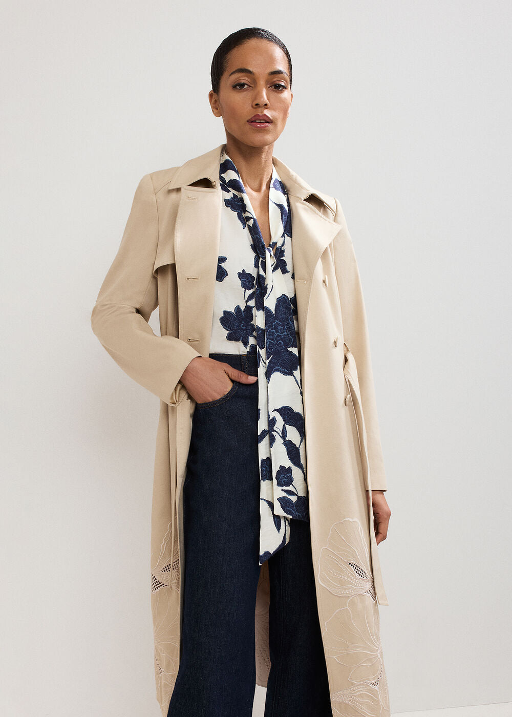 Junie Floral Blouse Navy/Ivory