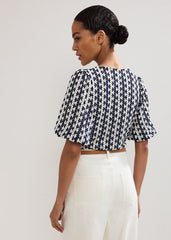 Alba Textured Top Navy/Ivory