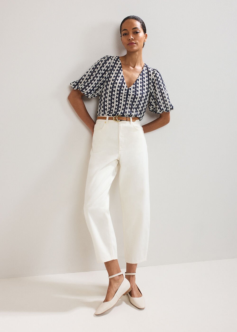 Alba Textured Top Navy/Ivory