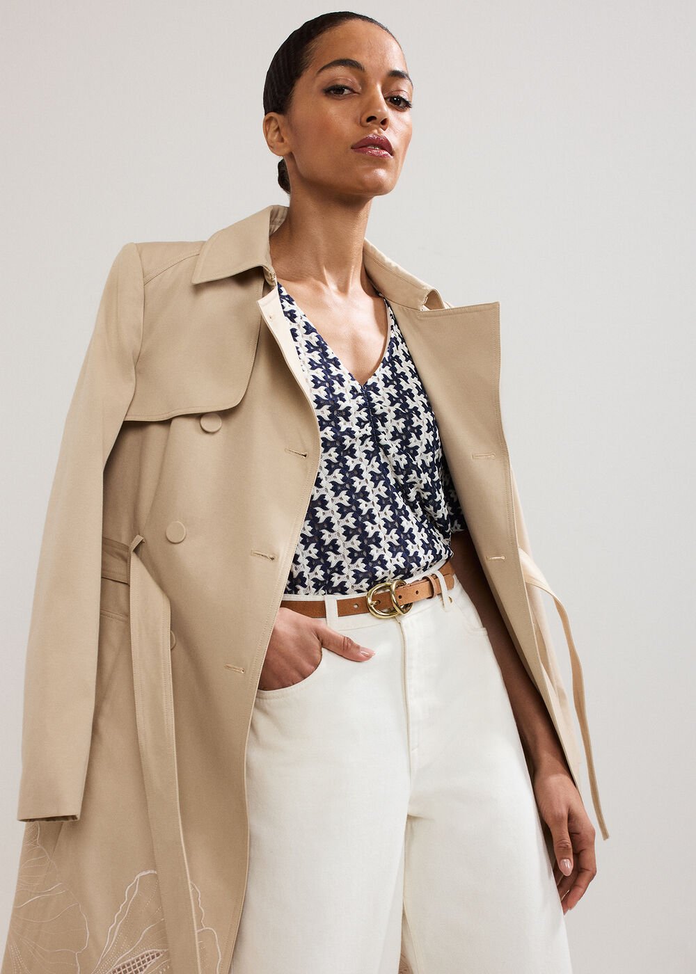 Alba Textured Top Navy/Ivory