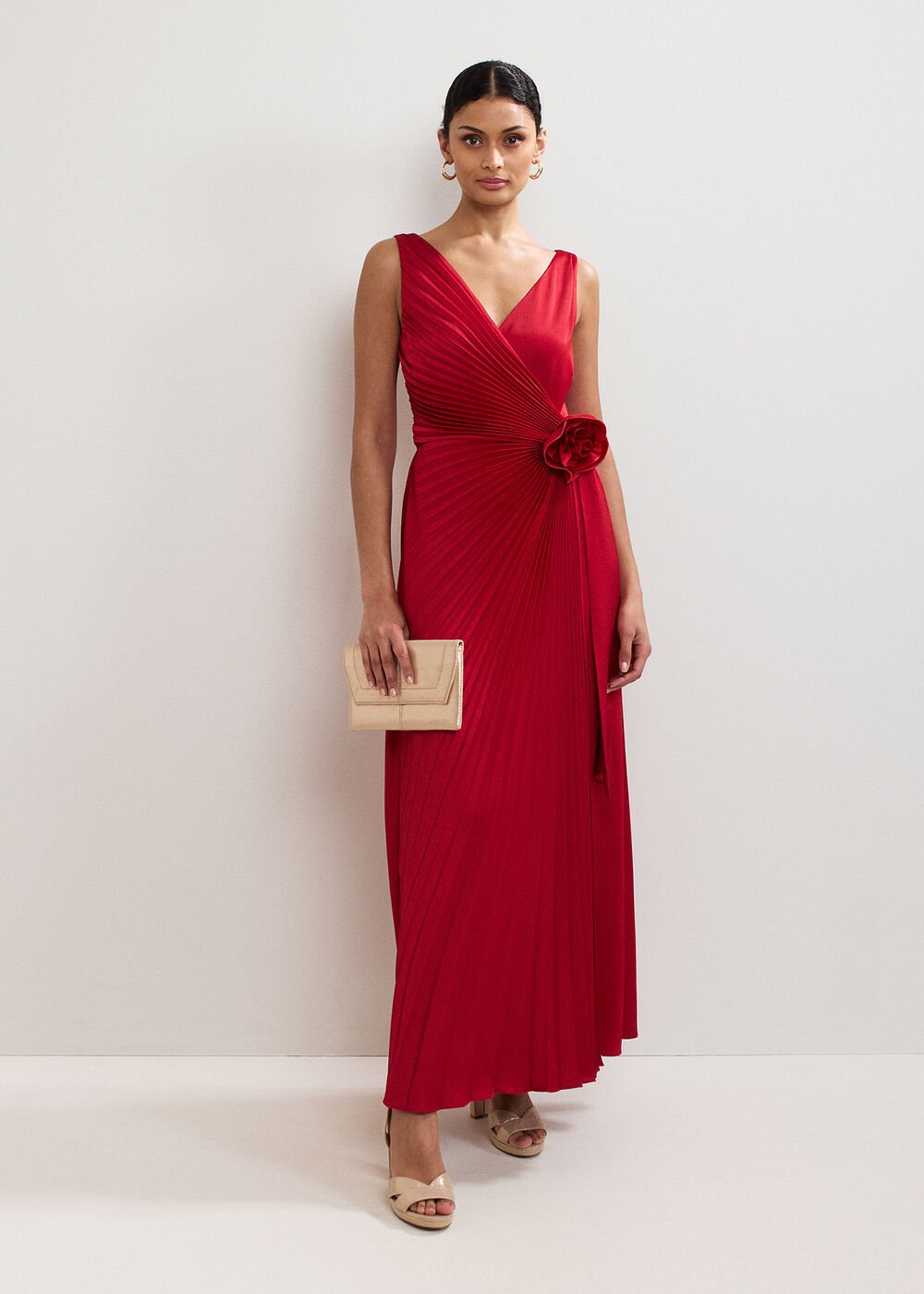 Emlyn Pleated Dress Red