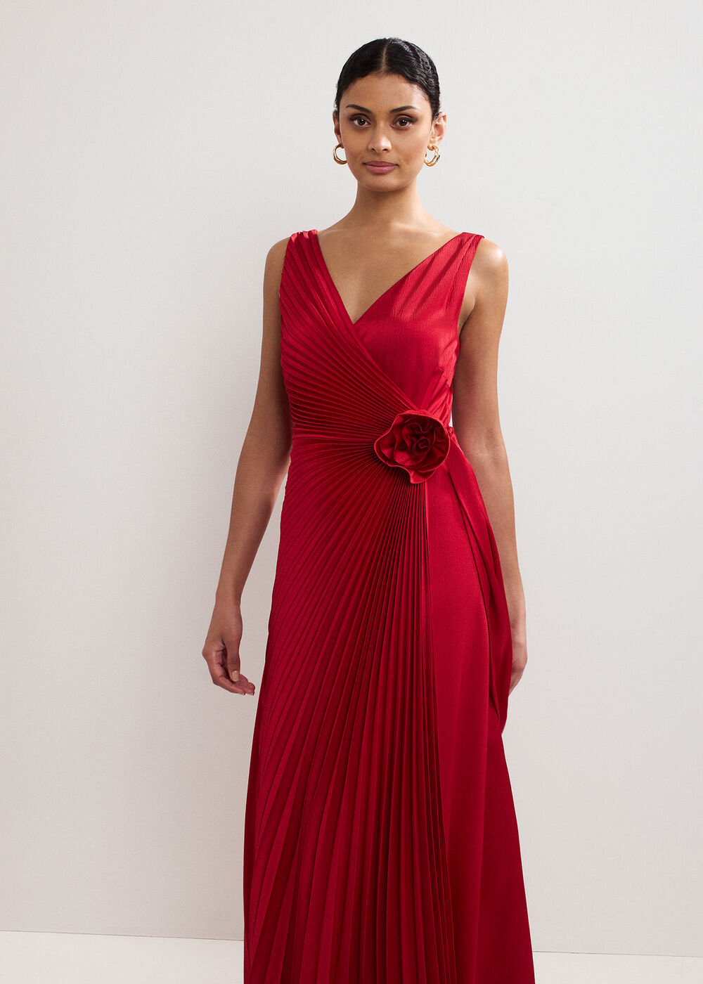 Emlyn Pleated Dress Red