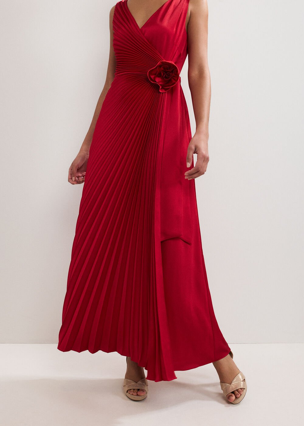 Emlyn Pleated Dress Red