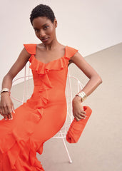 Lianah Ruffle Maxi Dress Orange