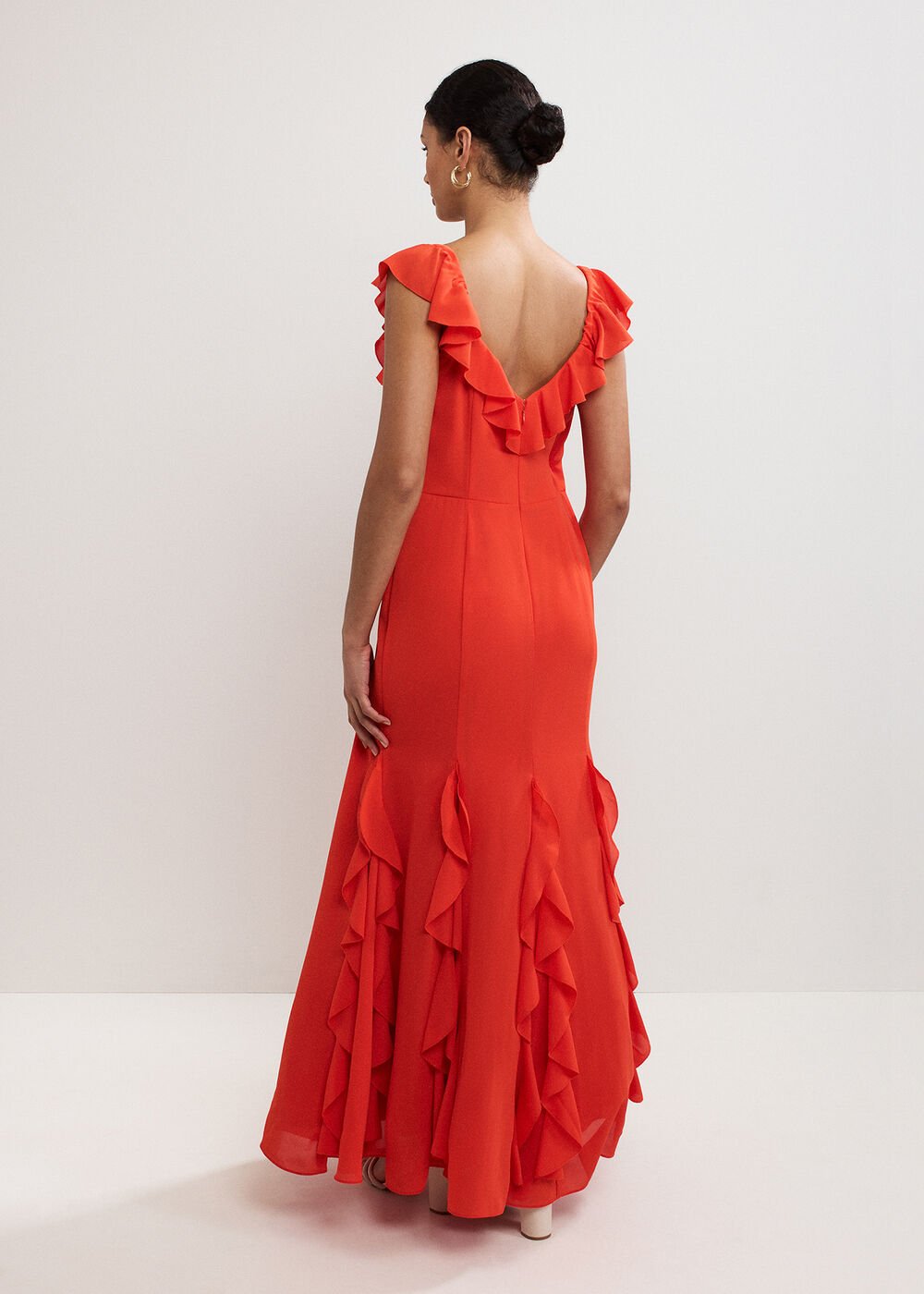 Lianah Ruffle Maxi Dress Orange
