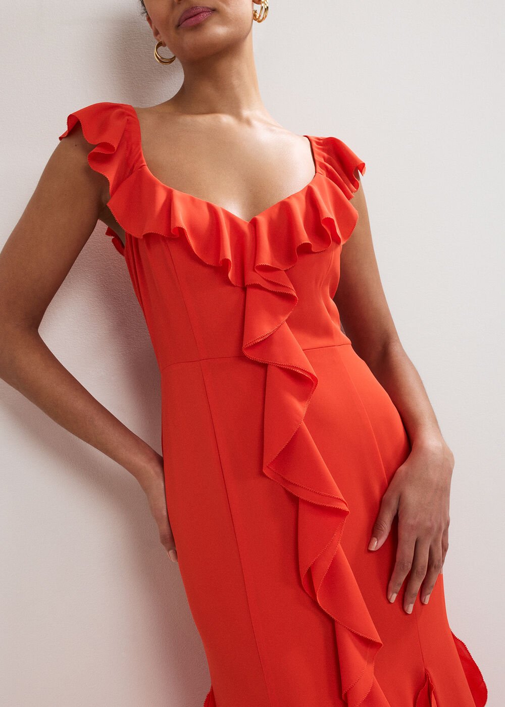 Lianah Ruffle Maxi Dress Orange