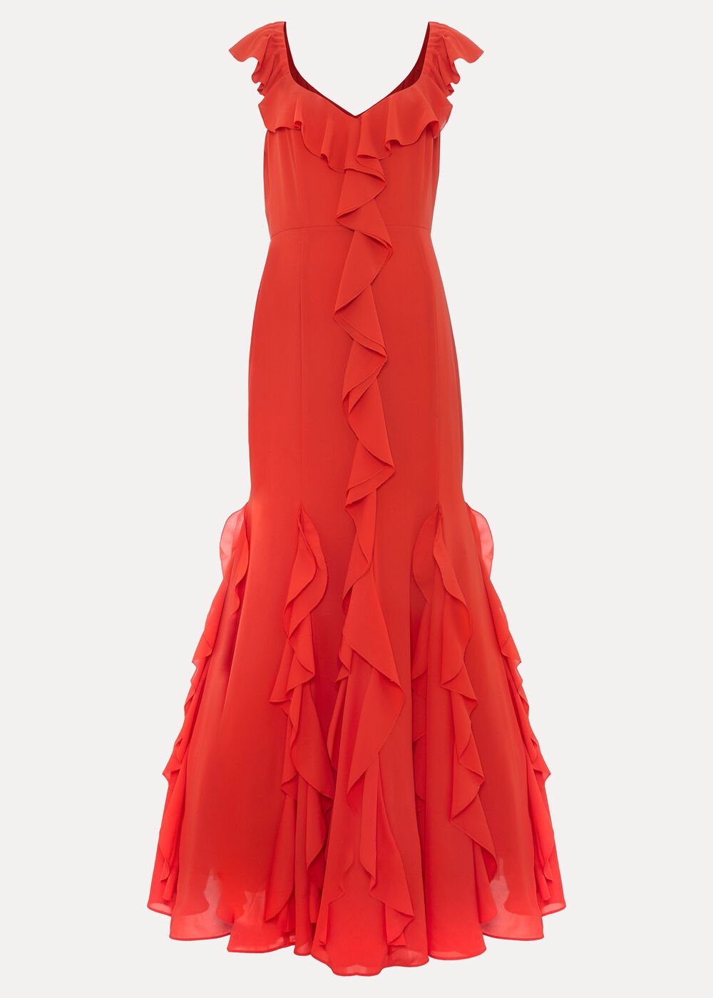 Lianah Ruffle Maxi Dress Orange