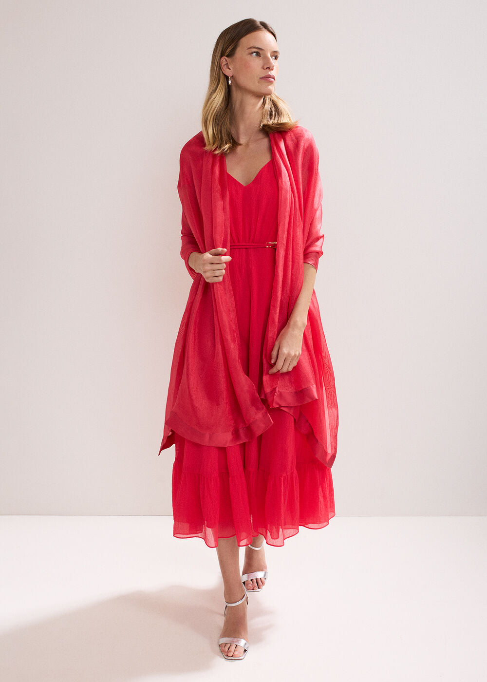 Satin Trim Scarf Coral