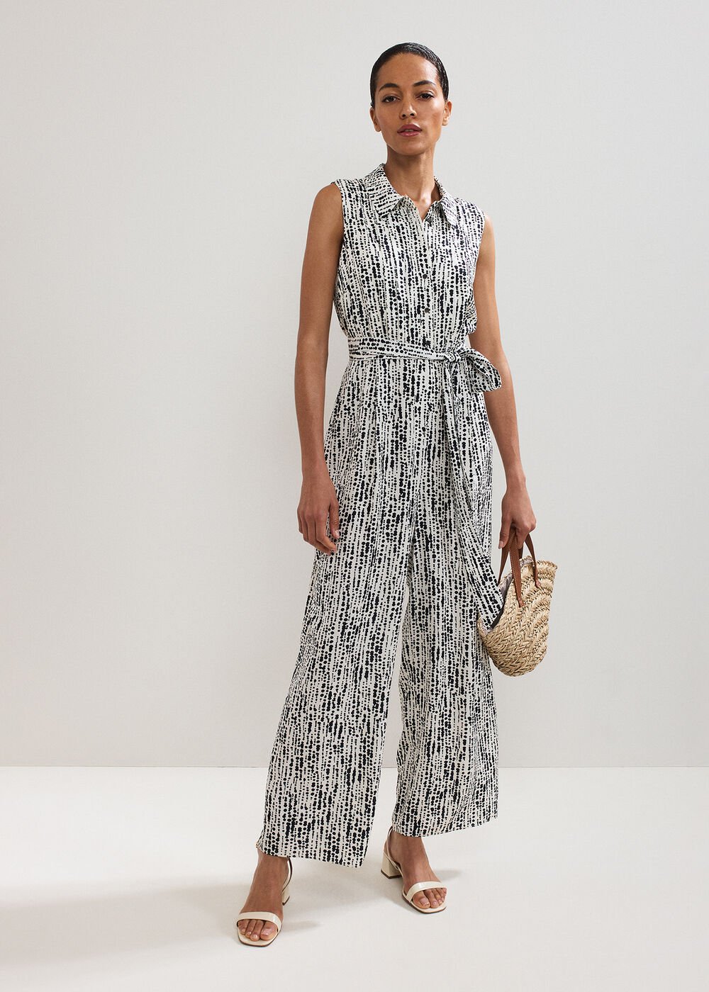 Janine Spot Jumpsuit Black/Ivory