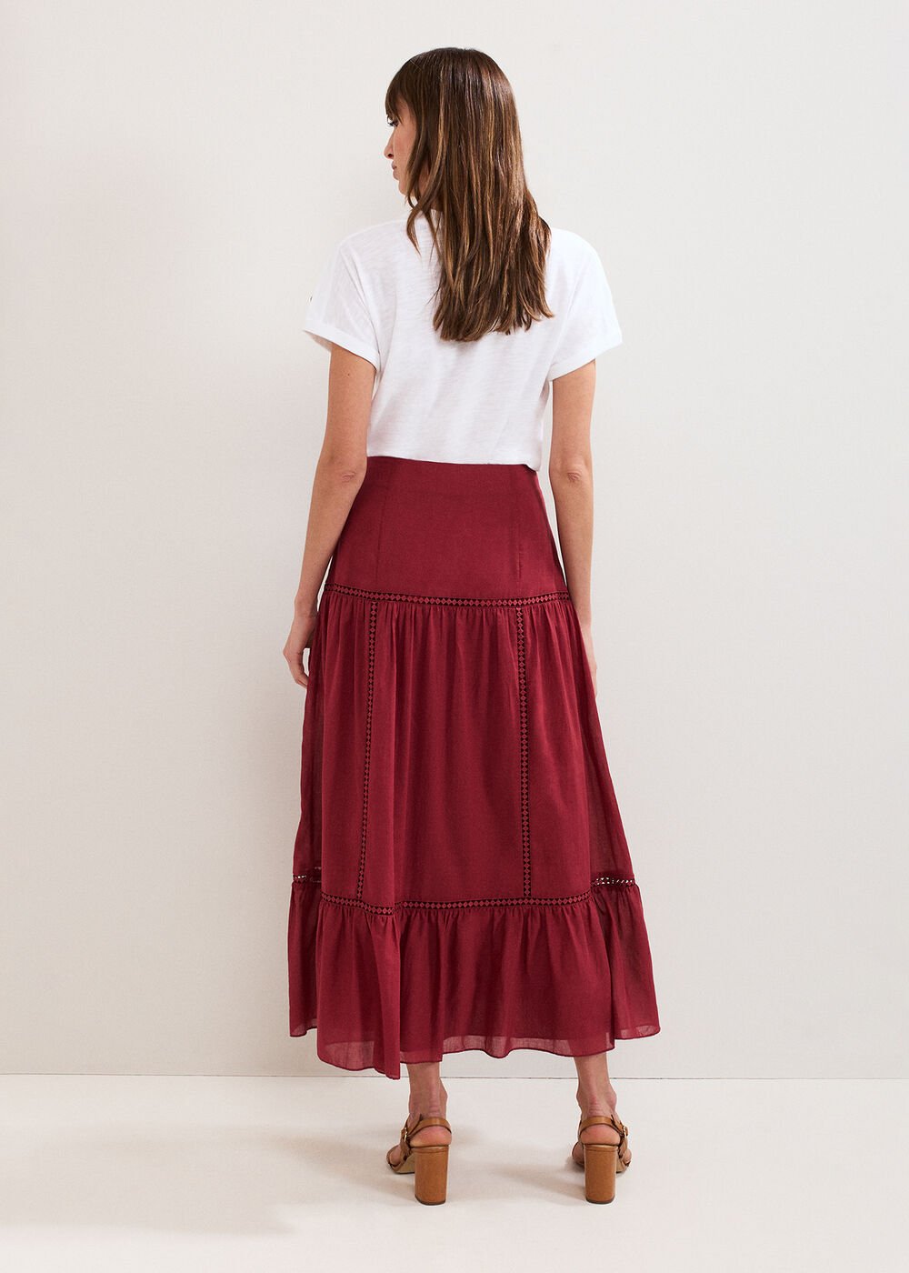 Kyla Trim Maxi Skirt Burgundy