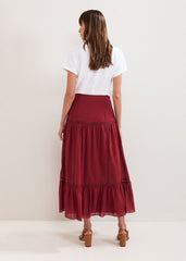 Kyla Trim Maxi Skirt Burgundy