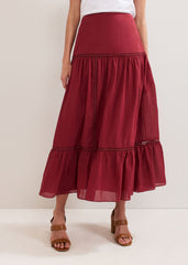 Kyla Trim Maxi Skirt Burgundy