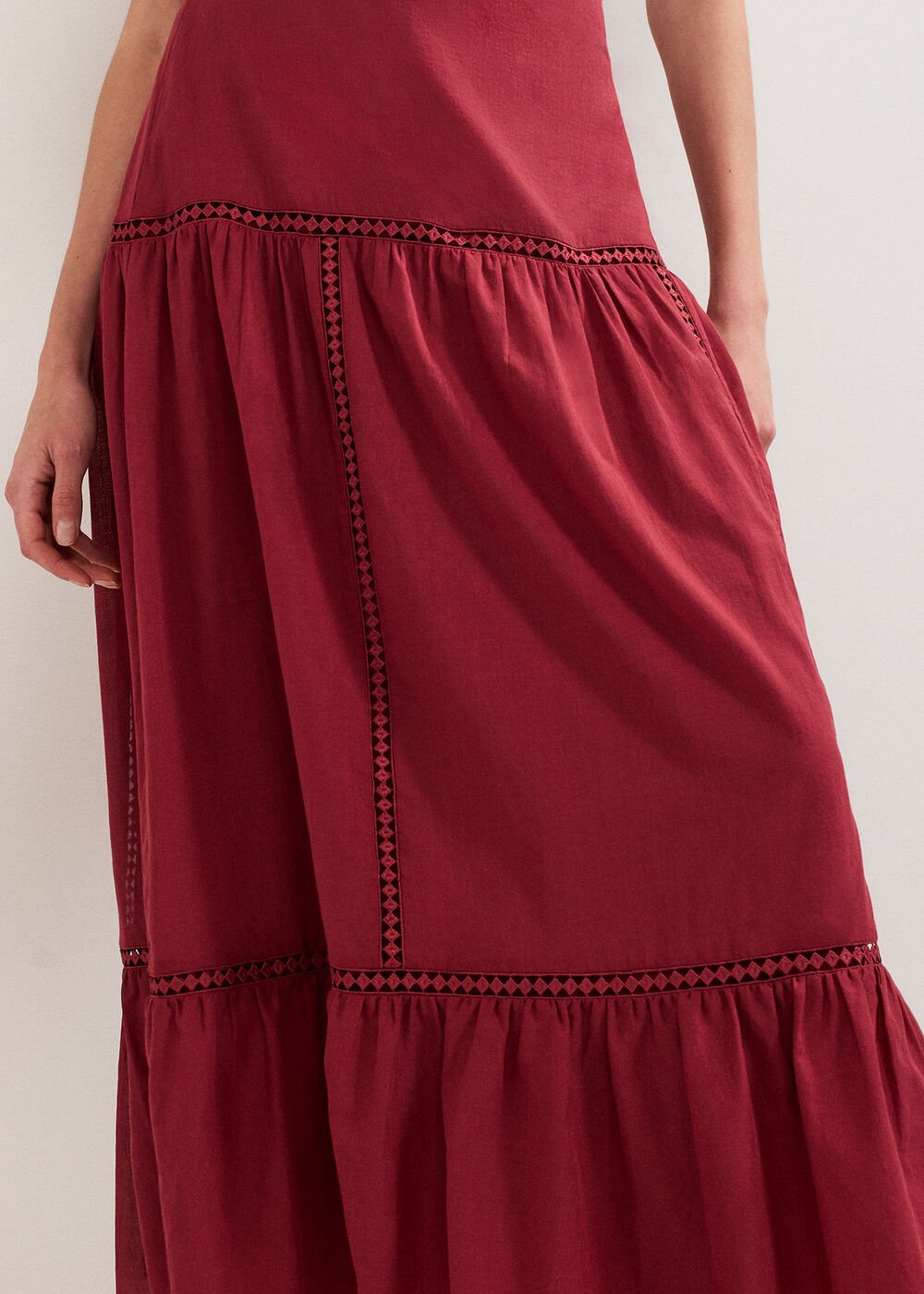 Kyla Trim Maxi Skirt Burgundy