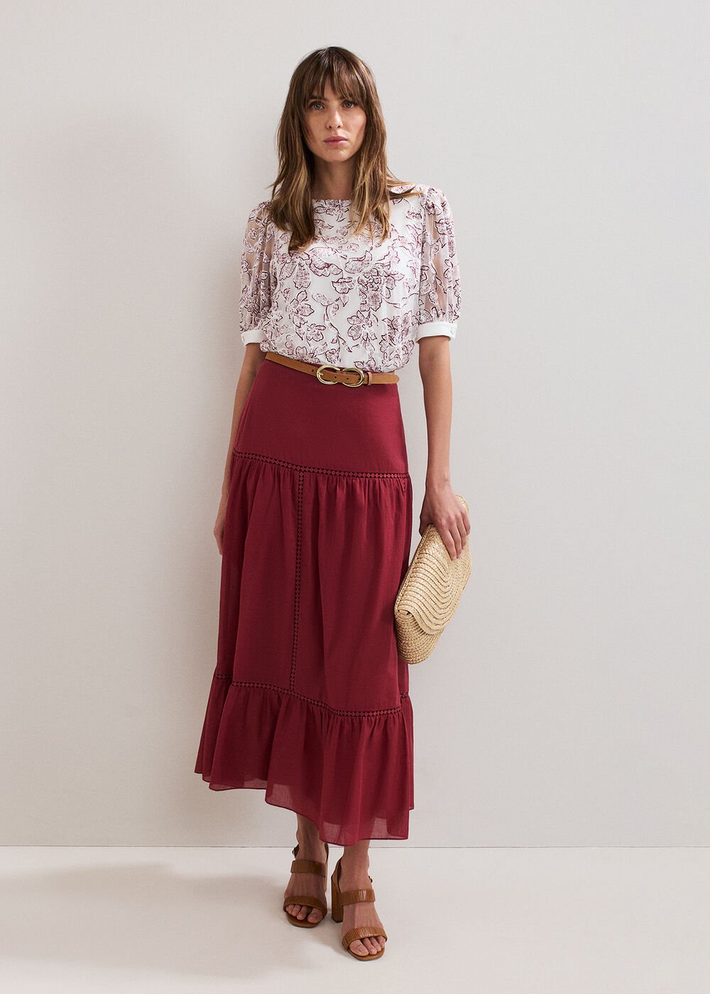 Kyla Trim Maxi Skirt Burgundy