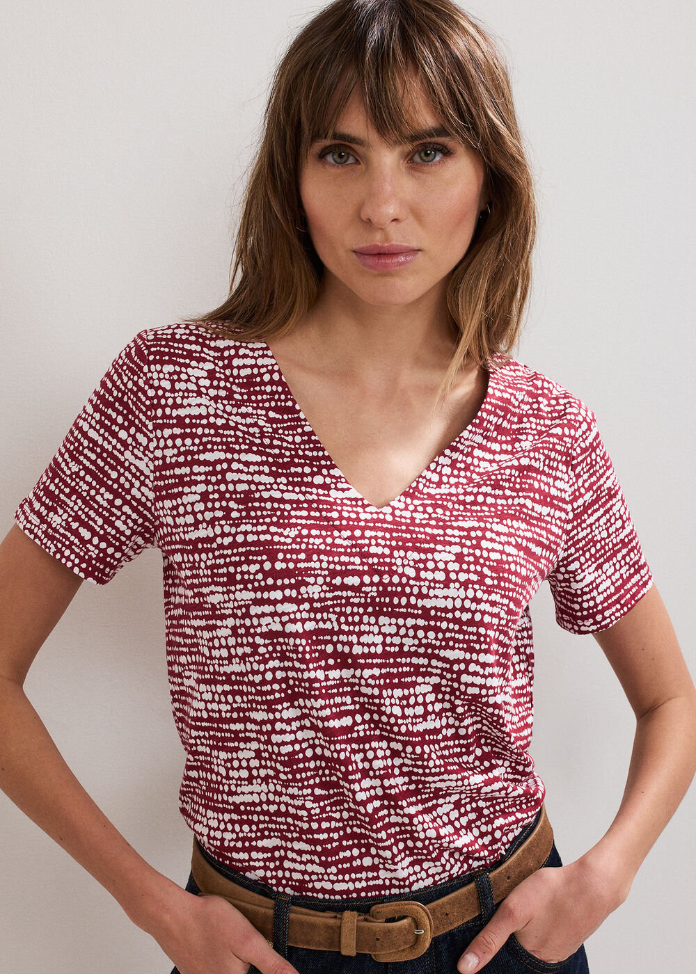 Alice Spot Print Top Burgundy