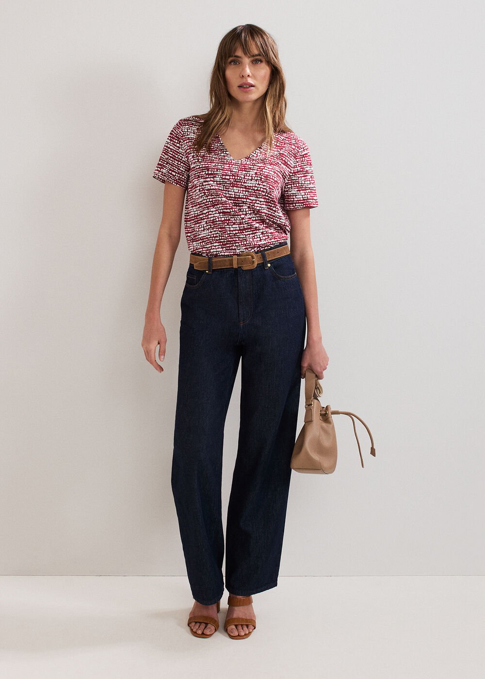 Alice Spot Print Top Burgundy