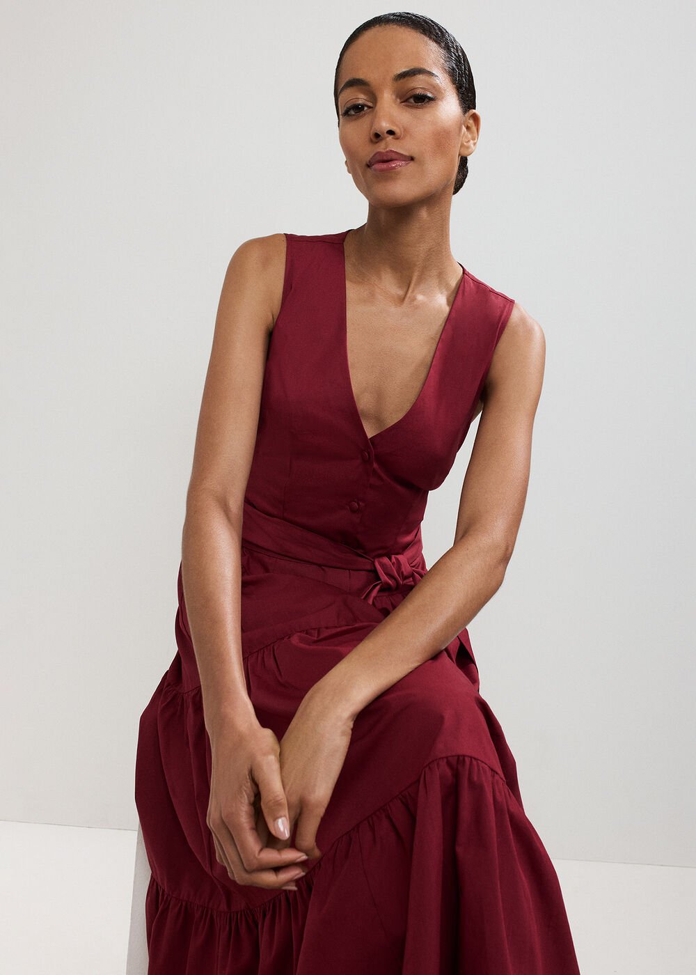 Clarissa Midi Dress Burgundy