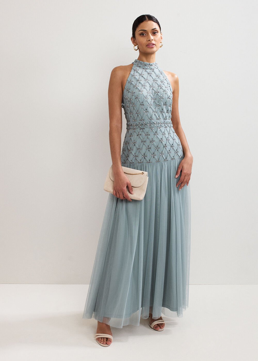 Nola Sequin Dress Eau De Nil