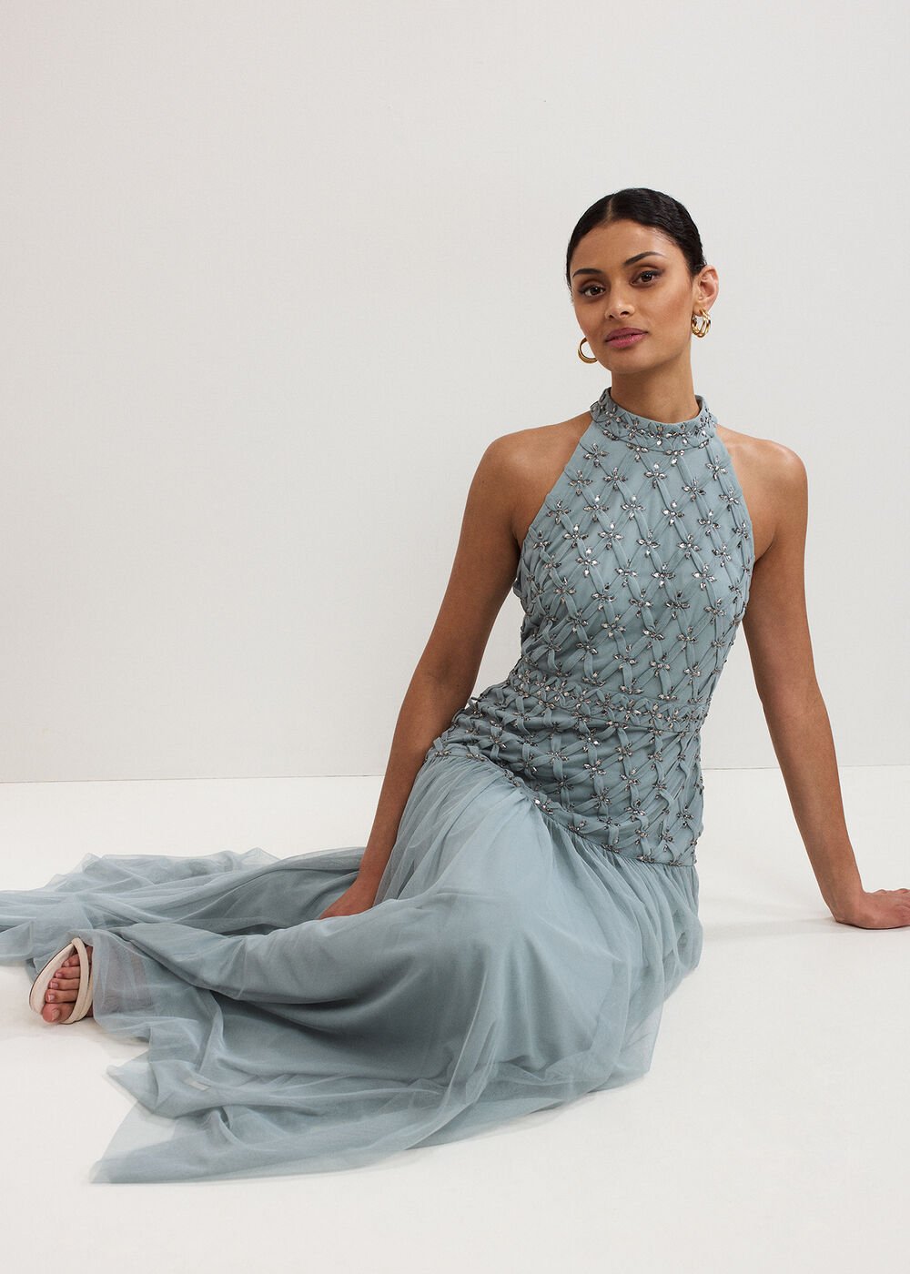 Nola Sequin Dress Eau De Nil