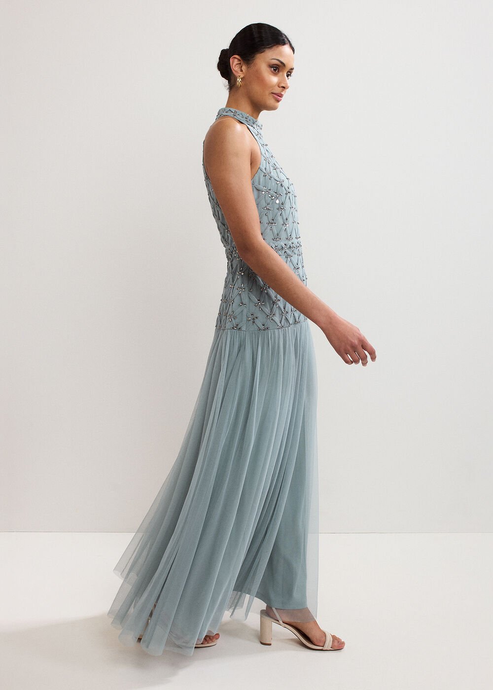 Nola Sequin Dress Eau De Nil