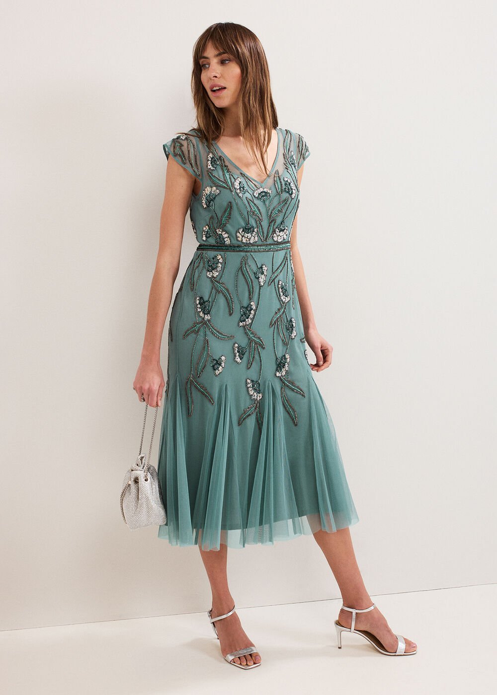 Evonne Beaded Dress Pale Green