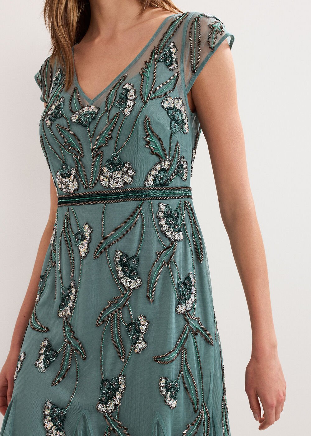 Evonne Beaded Dress Pale Green
