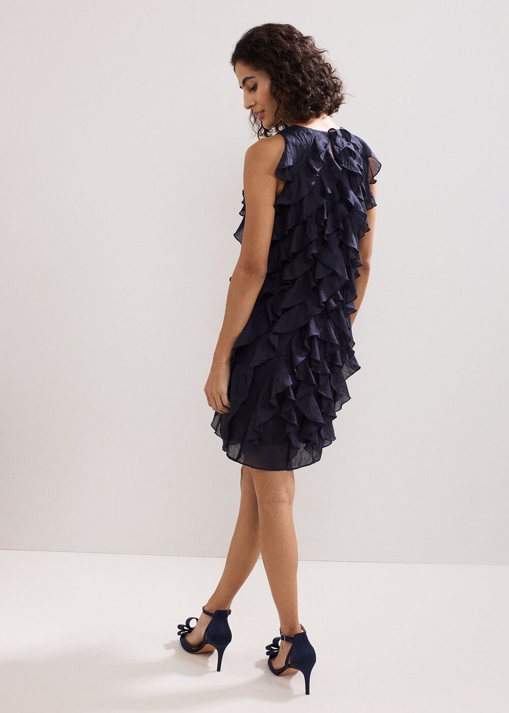 Latara Ruffle Dress Navy