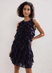 Latara Ruffle Dress Navy