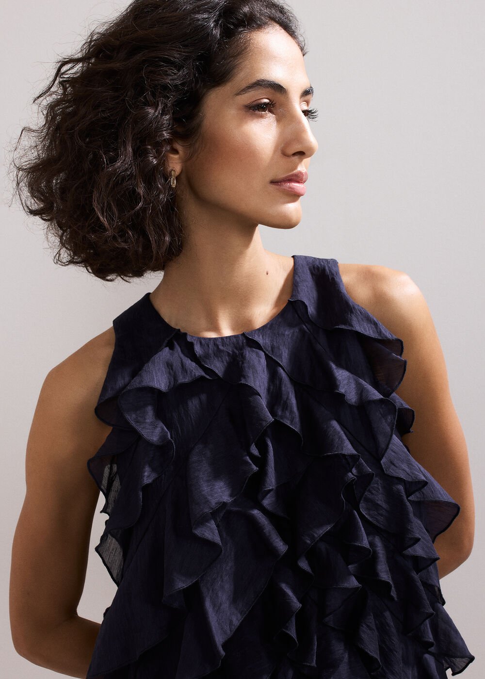 Latara Ruffle Dress Navy