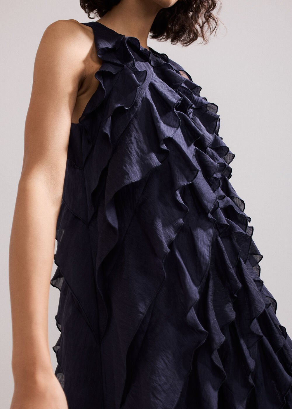 Latara Ruffle Dress Navy
