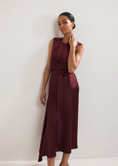 Felicity Satin Dress Burgundy