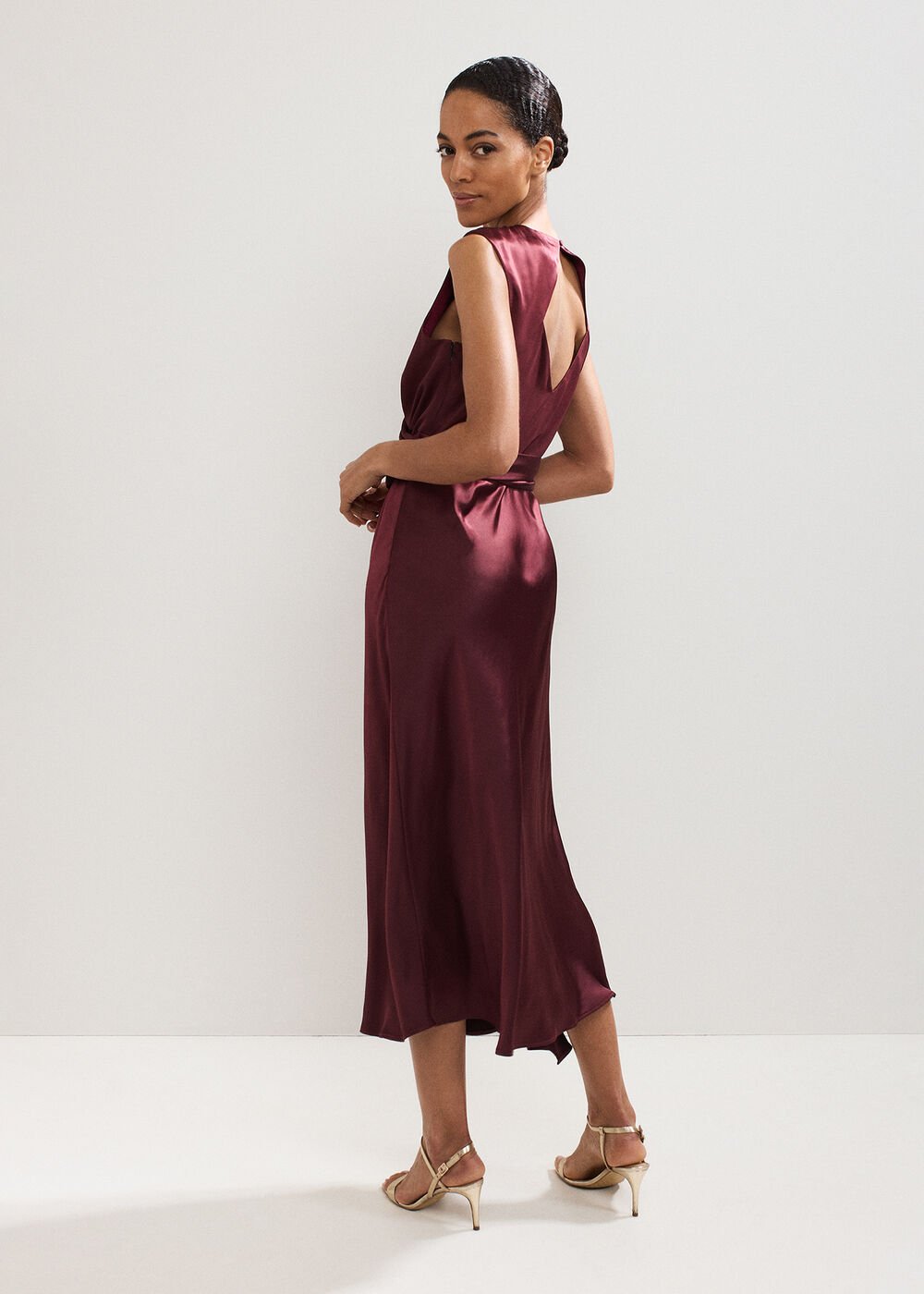 Felicity Satin Dress Burgundy