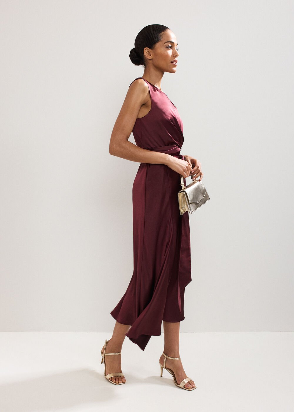Felicity Satin Dress Burgundy