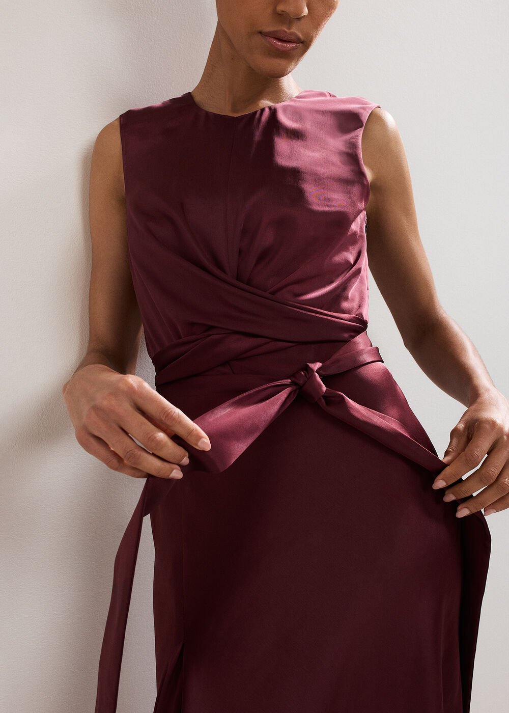 Felicity Satin Dress Burgundy
