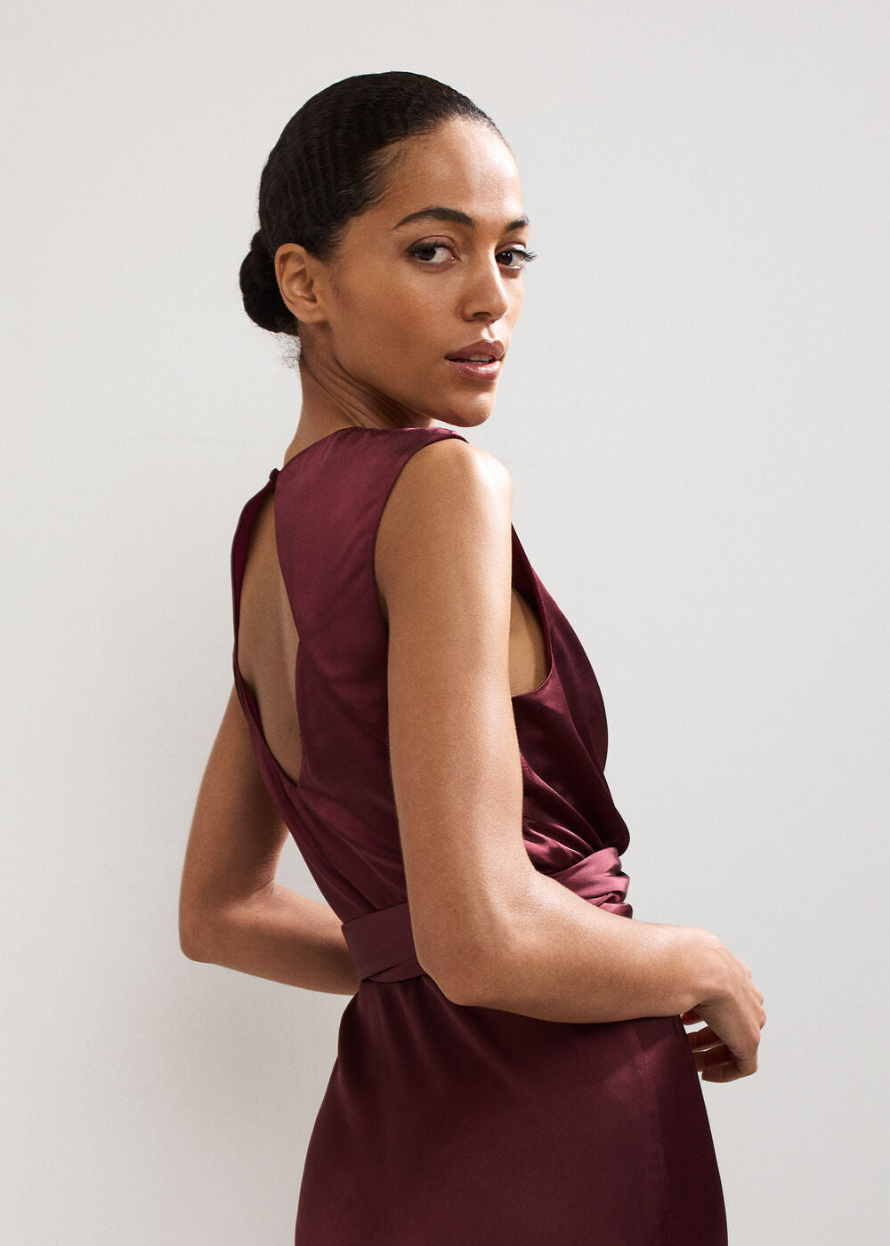 Felicity Satin Dress Burgundy