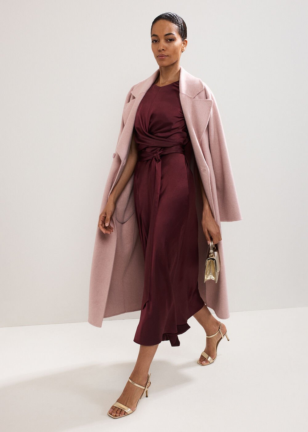 Felicity Satin Dress Burgundy