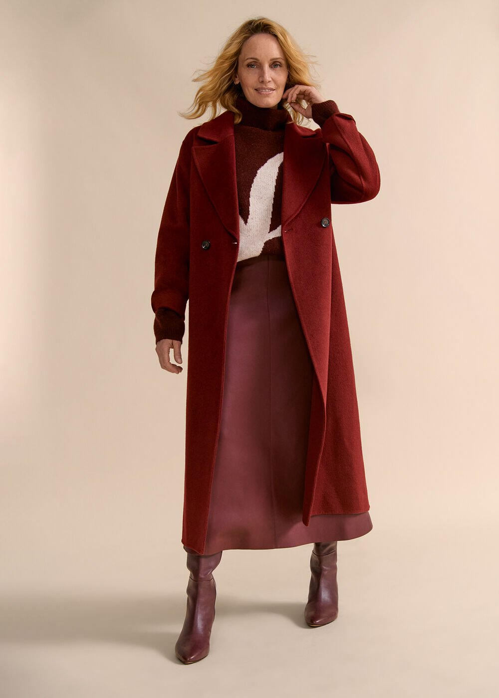 Darcy Wool Coat Dark Red